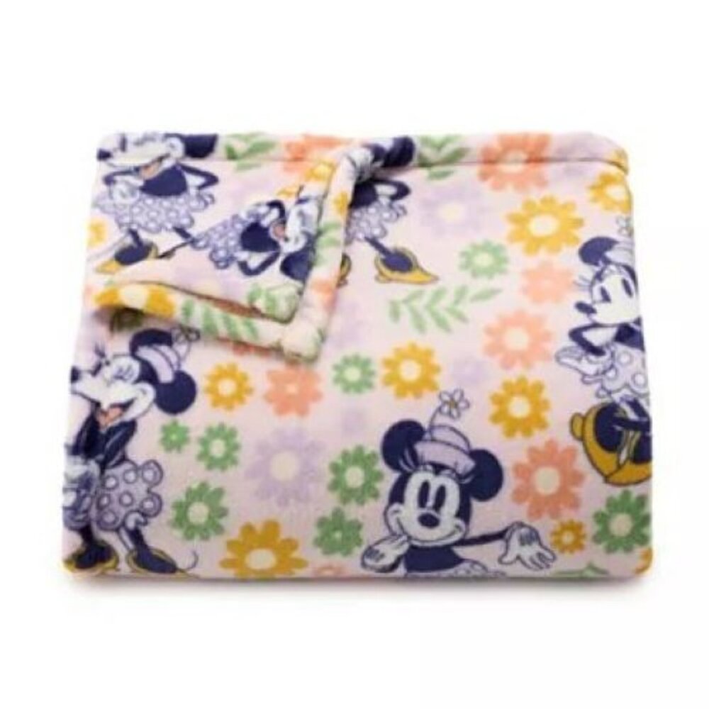 Minnie Mouse Oversized Plush Throw Blanket Floral Purple 5’ x 6’ The Big One NWT